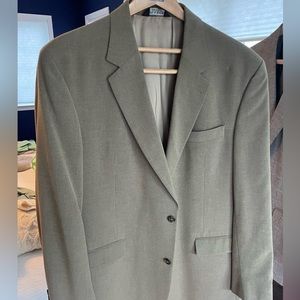 Jos A Bank suit coat, 46XL. EUC. Khaki/black small check.